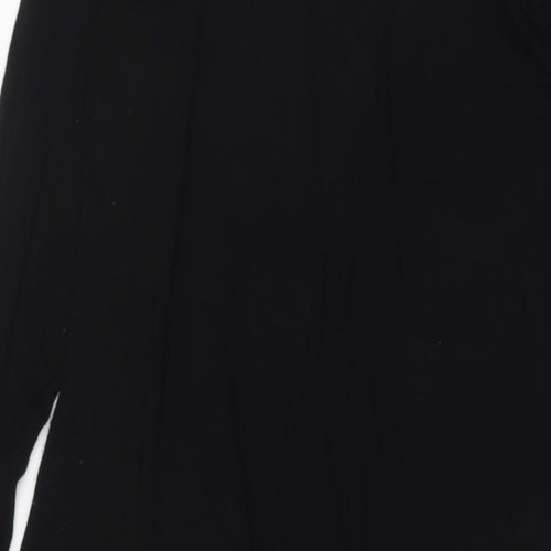 Marks and Spencer Womens Black Viscose A-Line Size 12 Round Neck Button