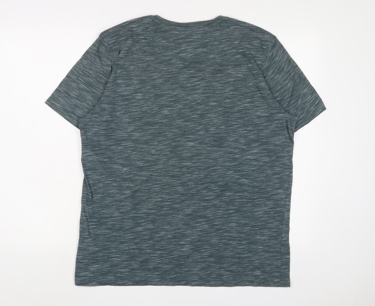 Marks and Spencer Mens Green Cotton T-Shirt Size L Crew Neck