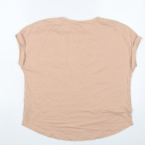 NEXT Womens Pink Cotton Basic T-Shirt Size 12 Crew Neck - Stars, Sequins