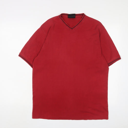 NEXT Mens Red Cotton T-Shirt Size M V-Neck