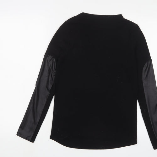 Boohoo Womens Black Polyester Basic T-Shirt Size 8 Crew Neck