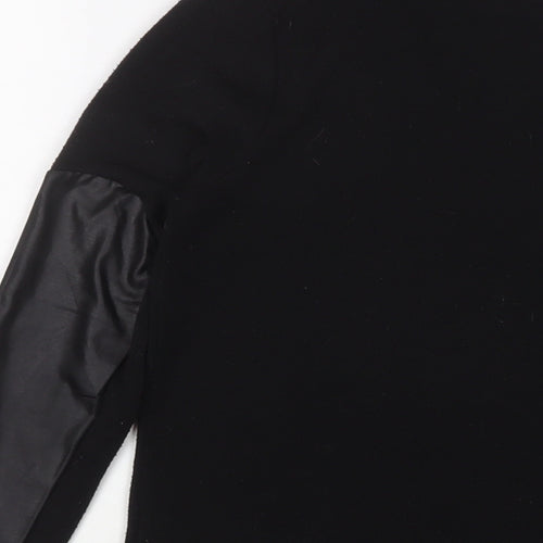 Boohoo Womens Black Polyester Basic T-Shirt Size 8 Crew Neck