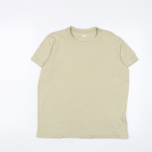 Uniqlo Womens Beige Cotton Basic T-Shirt Size L Crew Neck