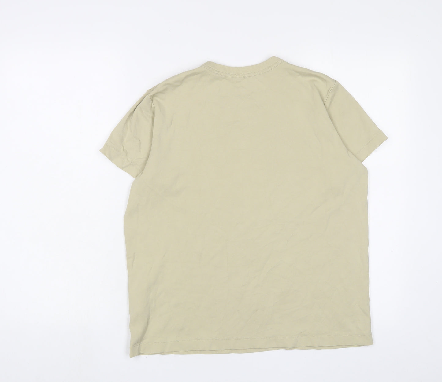 Uniqlo Womens Beige Cotton Basic T-Shirt Size L Crew Neck