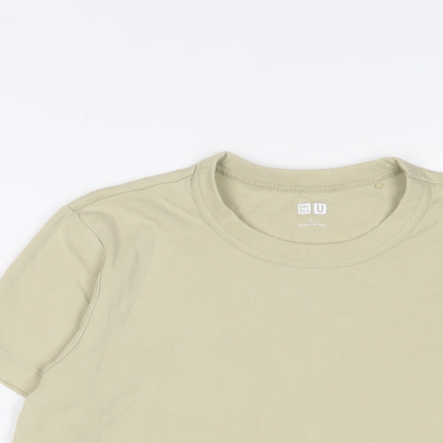 Uniqlo Womens Beige Cotton Basic T-Shirt Size L Crew Neck