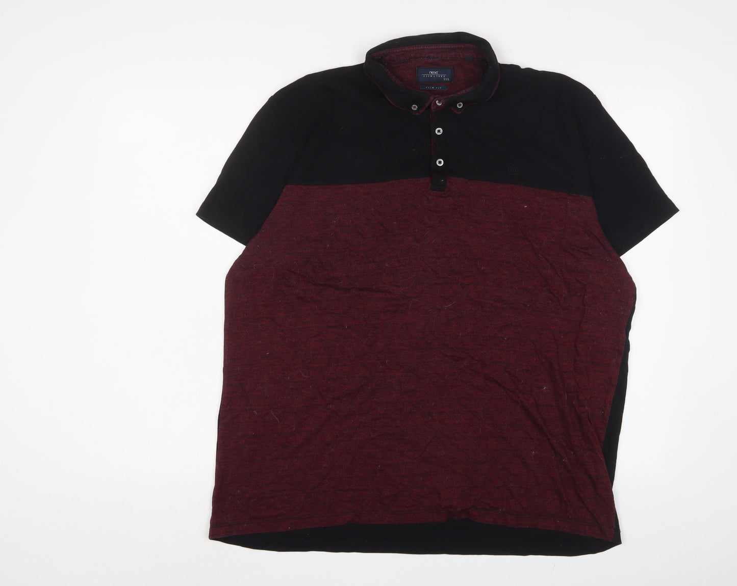 NEXT Mens Red Cotton Polo Size 2XL Collared Button - Logo, Embroidered