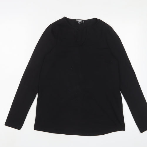 Missguided Womens Black Cotton Basic T-Shirt Size 10 V-Neck