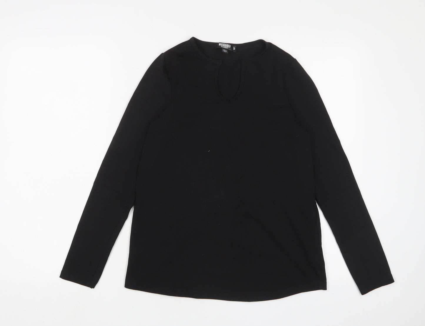 Missguided Womens Black Cotton Basic T-Shirt Size 10 V-Neck