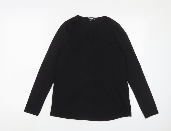 Missguided Womens Black Cotton Basic T-Shirt Size 10 V-Neck