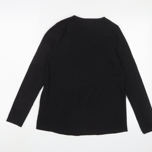 Missguided Womens Black Cotton Basic T-Shirt Size 10 V-Neck