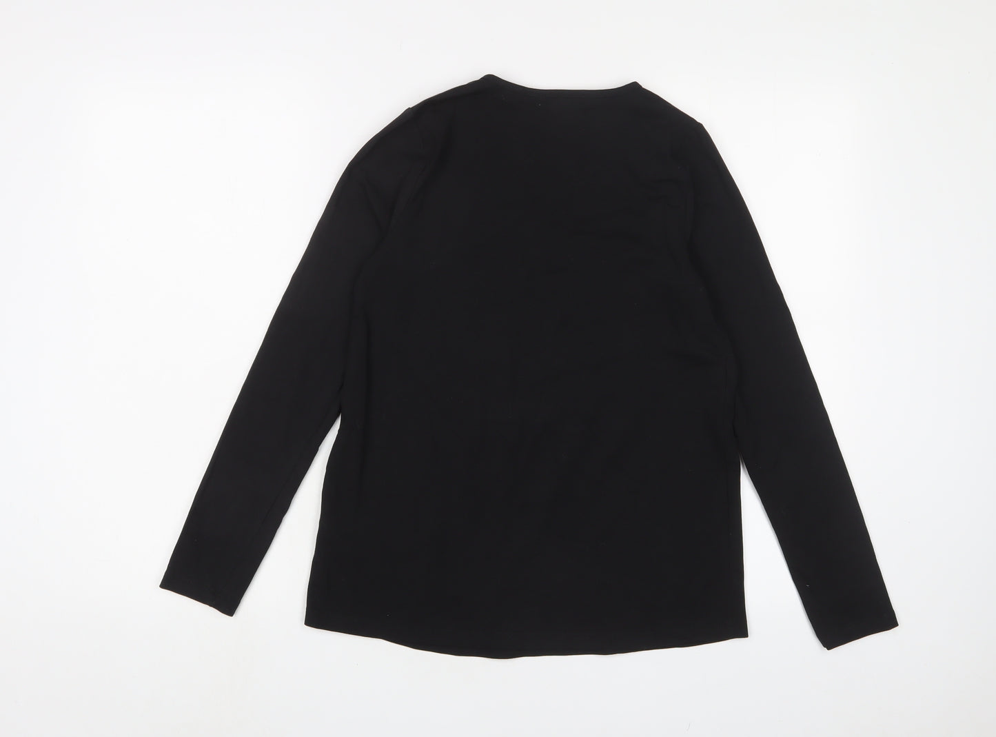 Missguided Womens Black Cotton Basic T-Shirt Size 10 V-Neck