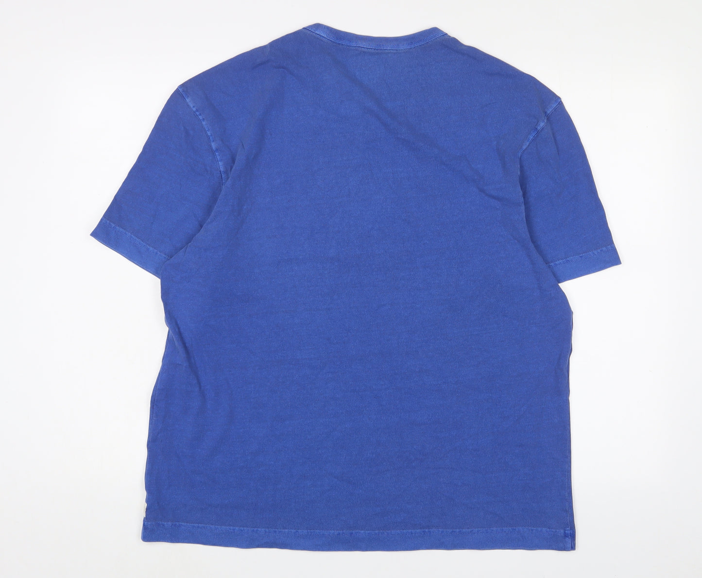 Marks and Spencer Mens Blue Cotton T-Shirt Size L Crew Neck