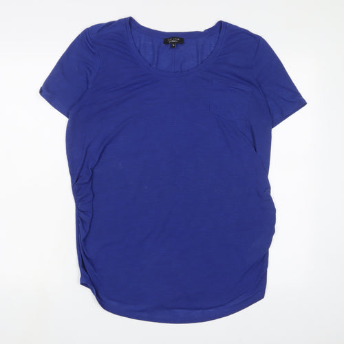 New Look Womens Blue Polyester Basic T-Shirt Size 14 Crew Neck