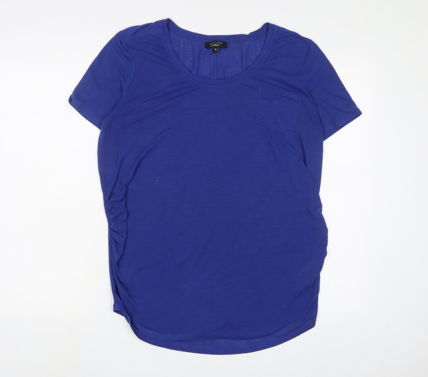 New Look Womens Blue Polyester Basic T-Shirt Size 14 Crew Neck