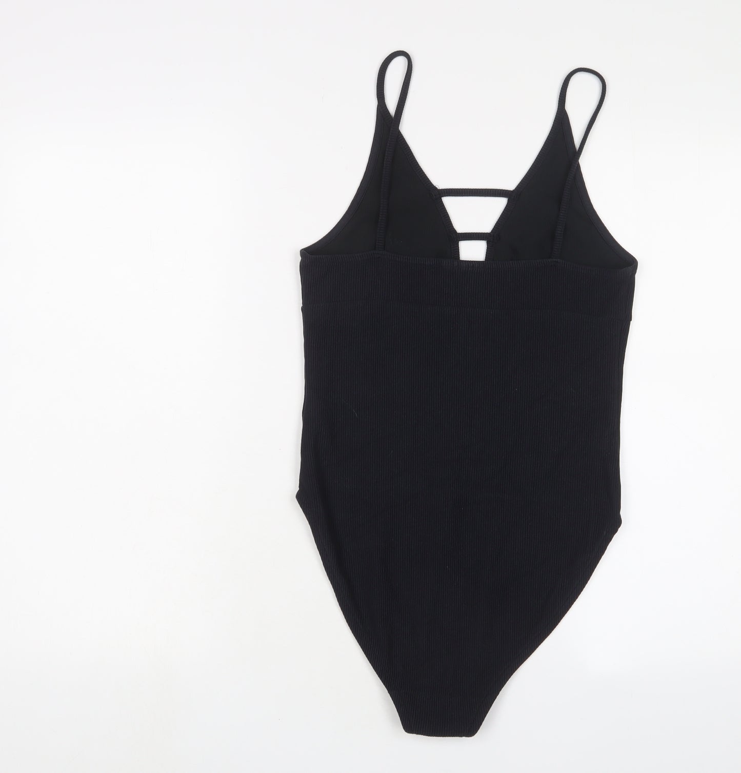 Topshop Womens Black Cotton Bodysuit One-Piece Size 12 Snap