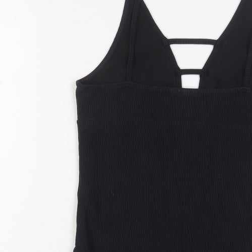 Topshop Womens Black Cotton Bodysuit One-Piece Size 12 Snap