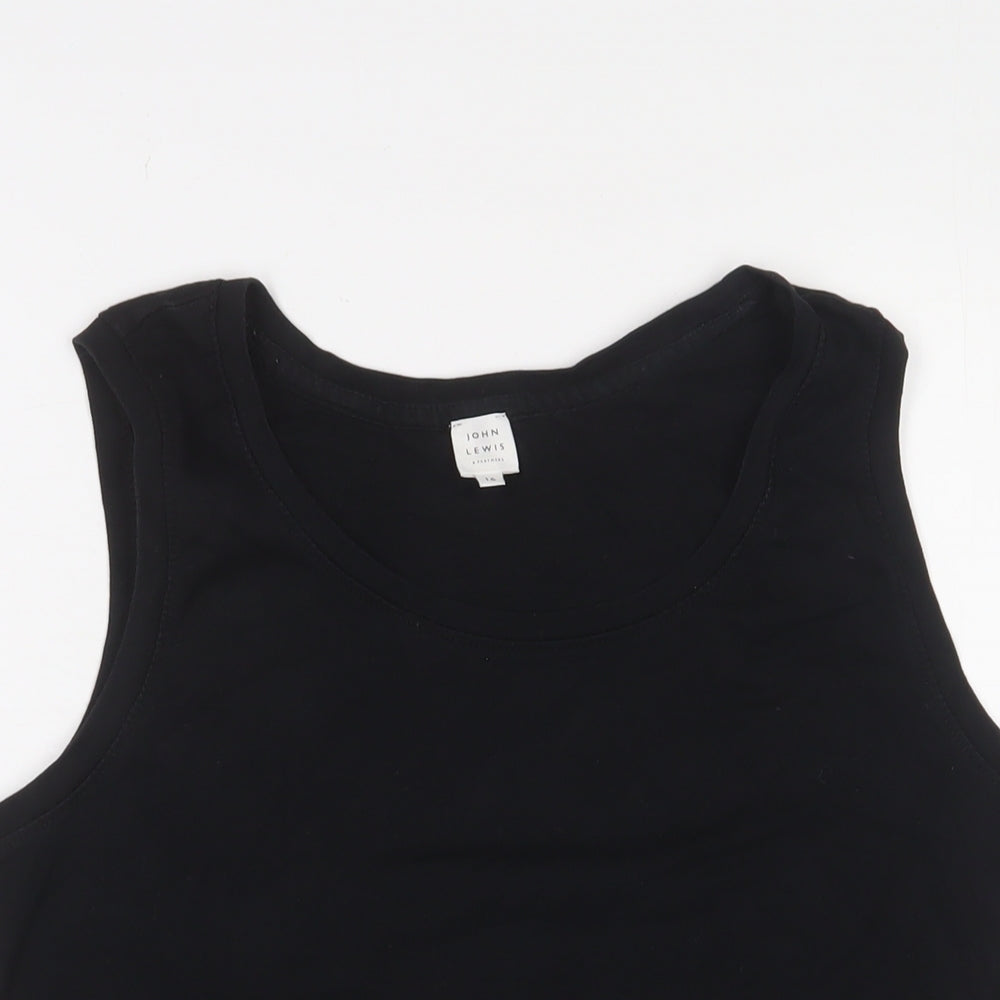 John Lewis Womens Black Cotton Basic Tank Size 16 Scoop Neck