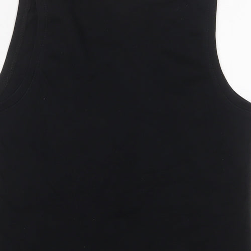 John Lewis Womens Black Cotton Basic Tank Size 16 Scoop Neck