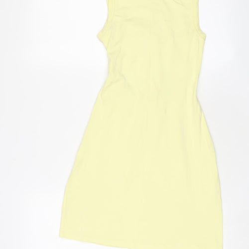 River Island Womens Yellow Cotton Bodycon Size 8 Crew Neck Pullover