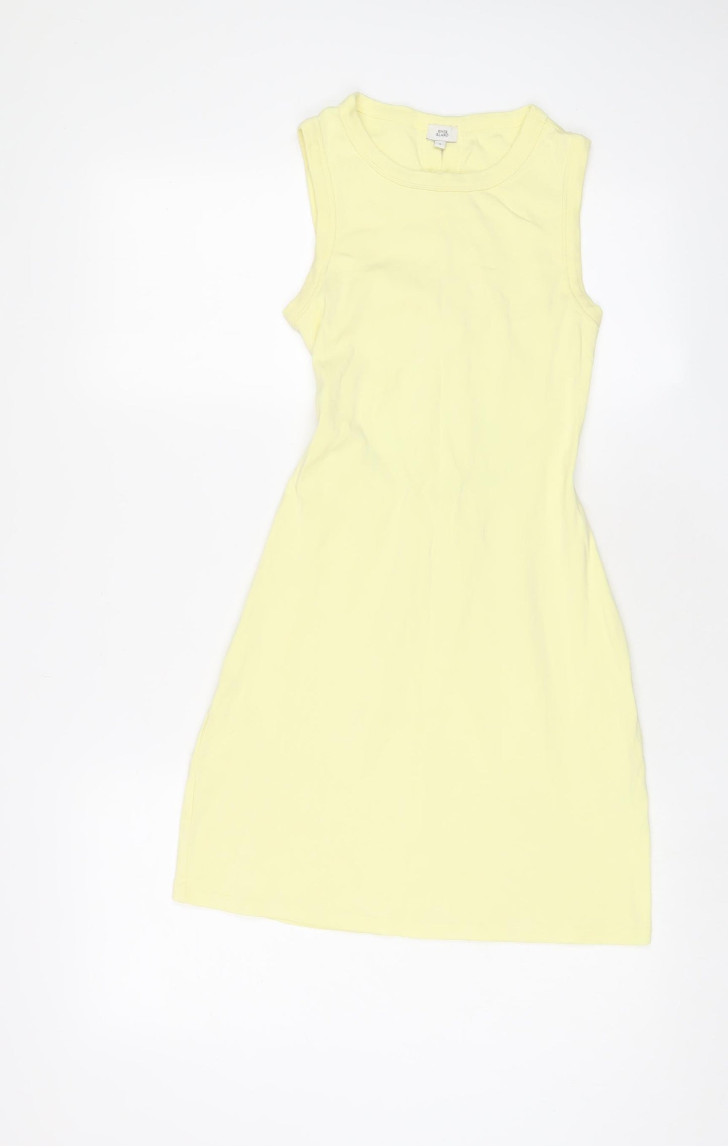 River Island Womens Yellow Cotton Bodycon Size 8 Crew Neck Pullover