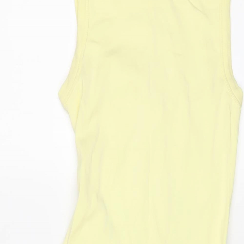 River Island Womens Yellow Cotton Bodycon Size 8 Crew Neck Pullover