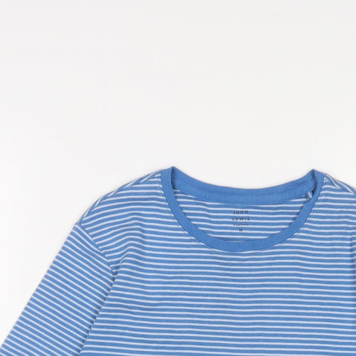 John Lewis Womens Blue Striped Cotton Basic T-Shirt Size 16 Crew Neck