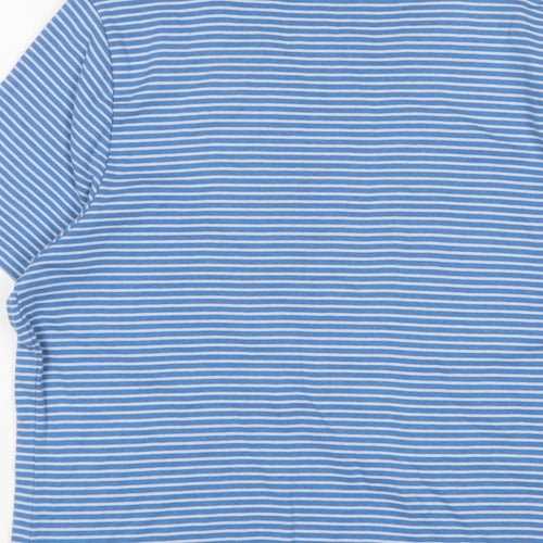 John Lewis Womens Blue Striped Cotton Basic T-Shirt Size 16 Crew Neck