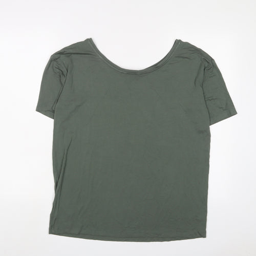 NEXT Womens Green Viscose Basic T-Shirt Size 10 Scoop Neck - Studded