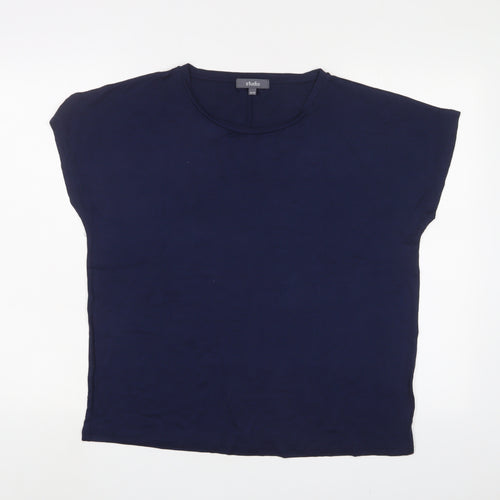 Studio Womens Blue Viscose Basic T-Shirt Size 12 Crew Neck