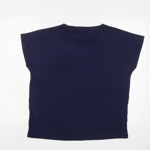 Studio Womens Blue Viscose Basic T-Shirt Size 12 Crew Neck