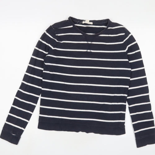 FOREVER 21 Mens Blue Striped Cotton Pullover Sweatshirt Size M