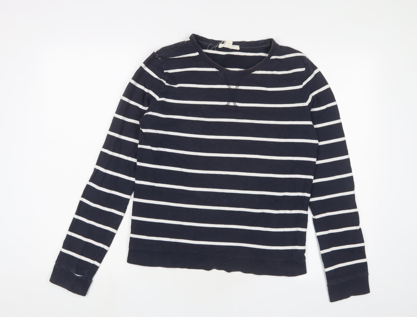 FOREVER 21 Mens Blue Striped Cotton Pullover Sweatshirt Size M