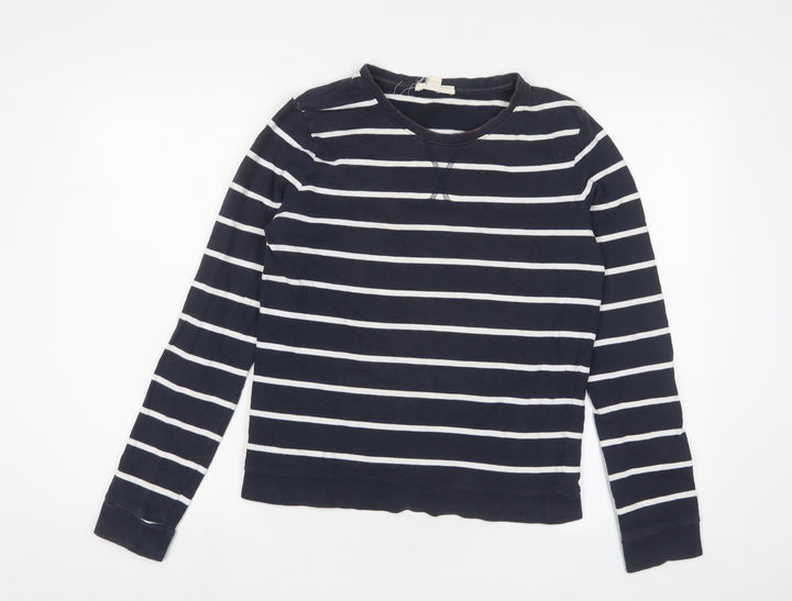 FOREVER 21 Mens Blue Striped Cotton Pullover Sweatshirt Size M