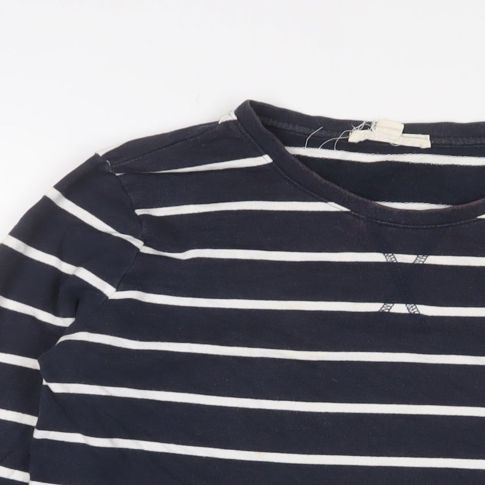 FOREVER 21 Mens Blue Striped Cotton Pullover Sweatshirt Size M