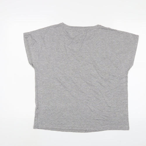 Studio Womens Grey Viscose Basic T-Shirt Size 12 Crew Neck