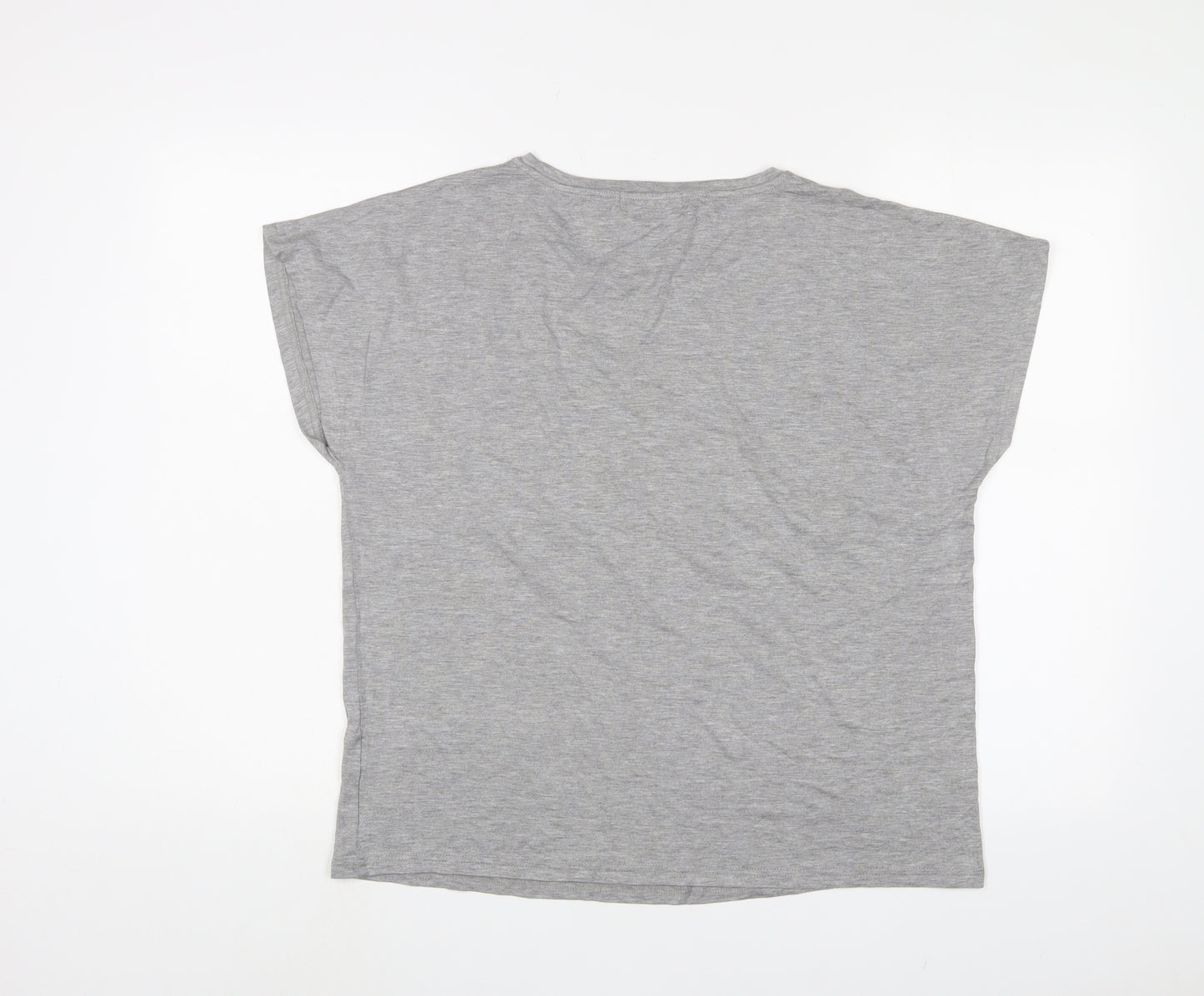 Studio Womens Grey Viscose Basic T-Shirt Size 12 Crew Neck