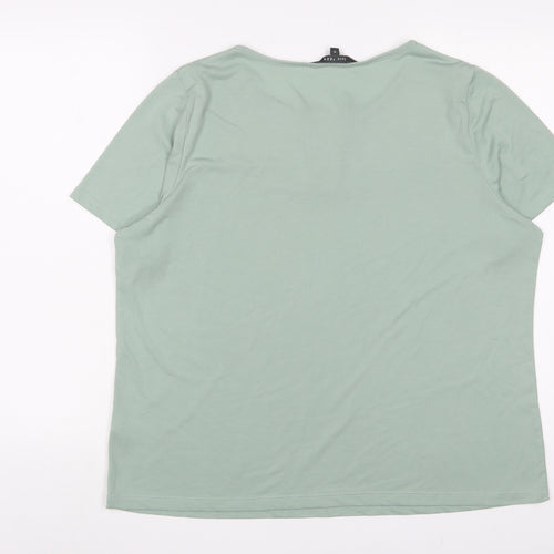 Bonmarché Womens Green Polyester Basic T-Shirt Size 18 V-Neck