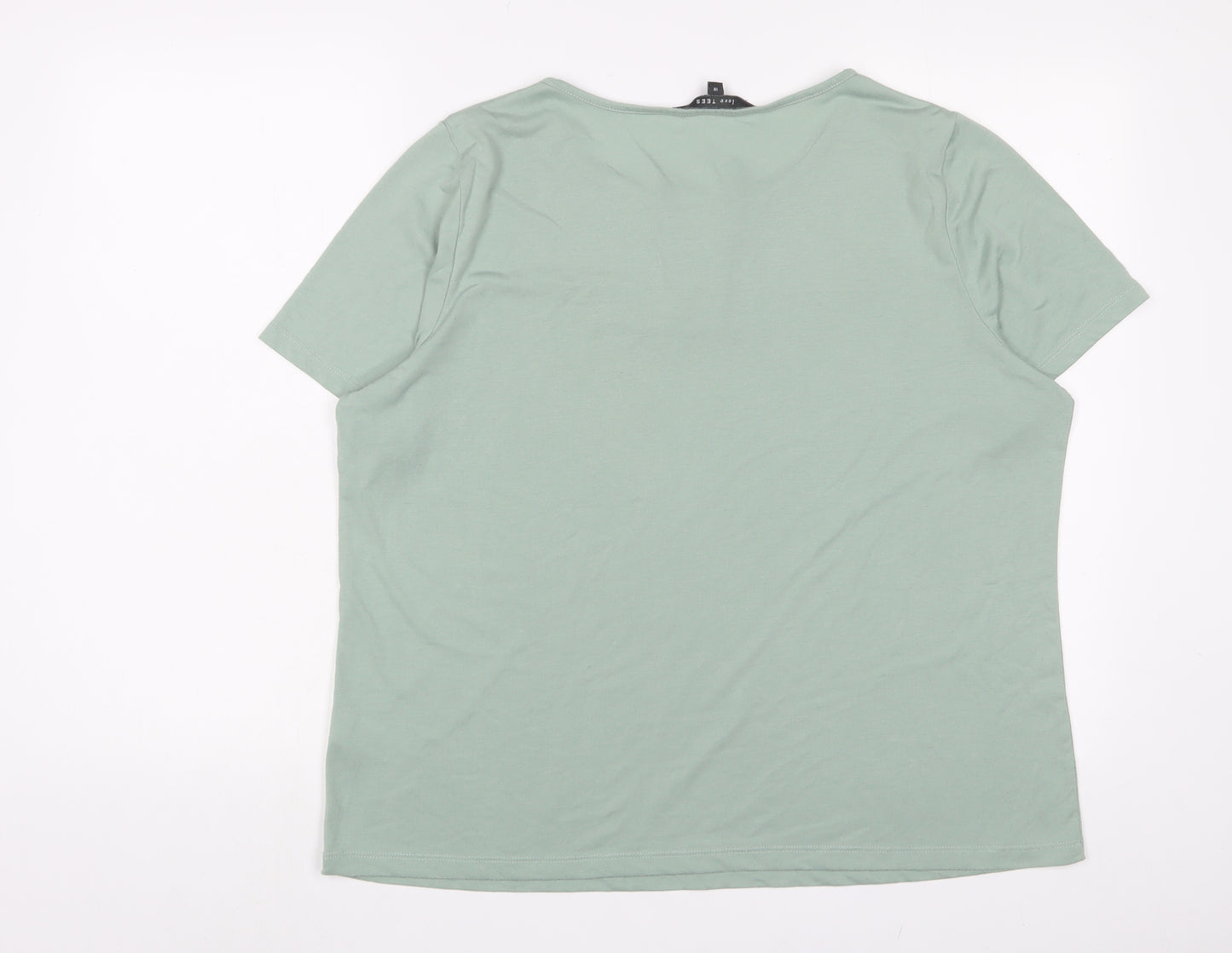 Bonmarché Womens Green Polyester Basic T-Shirt Size 18 V-Neck