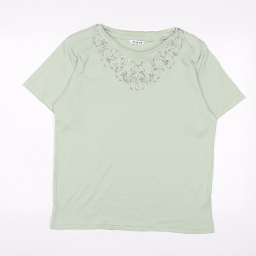 Berkertex Womens Green Polyester Basic T-Shirt Size 16 Boat Neck - Embroidered