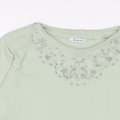 Berkertex Womens Green Polyester Basic T-Shirt Size 16 Boat Neck - Embroidered