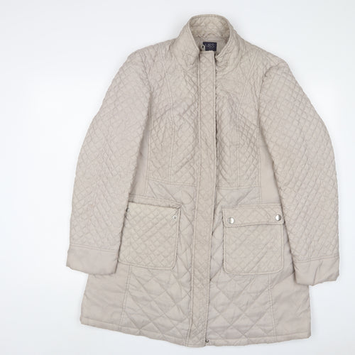 Marks and Spencer Womens Beige Quilted Jacket Size 14 Zip