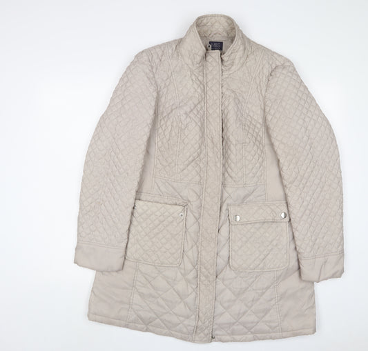 Marks and Spencer Womens Beige Quilted Jacket Size 14 Zip