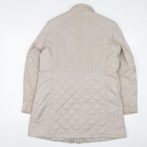 Marks and Spencer Womens Beige Quilted Jacket Size 14 Zip