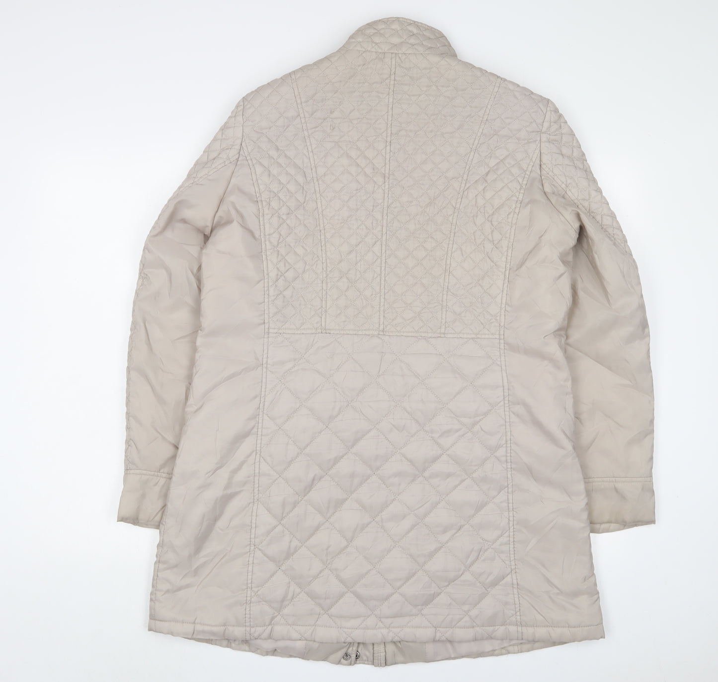 Marks and Spencer Womens Beige Quilted Jacket Size 14 Zip