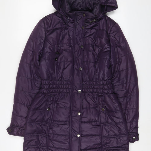 M&Co Womens Purple Quilted Coat Size 10 Zip