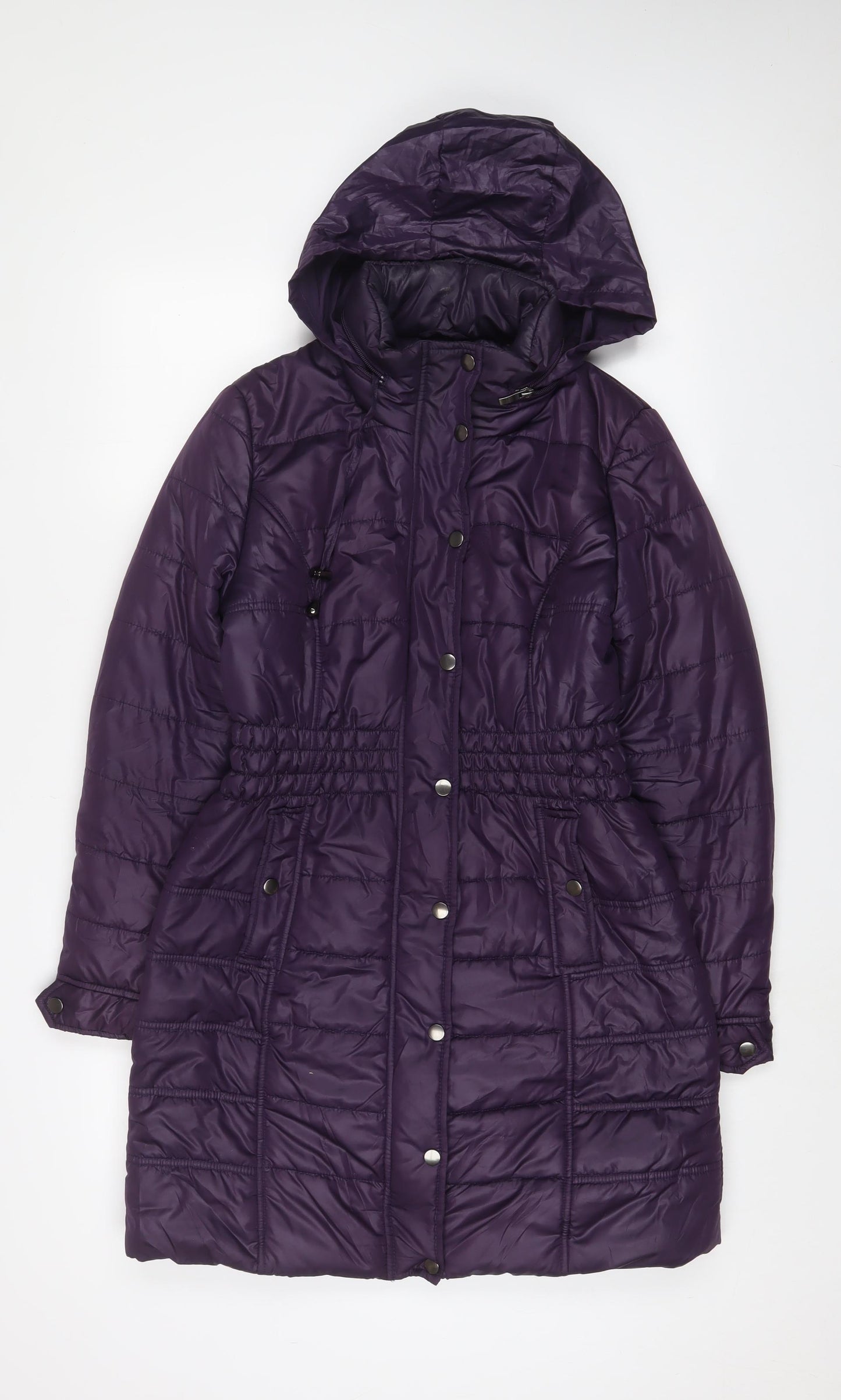 M&Co Womens Purple Quilted Coat Size 10 Zip