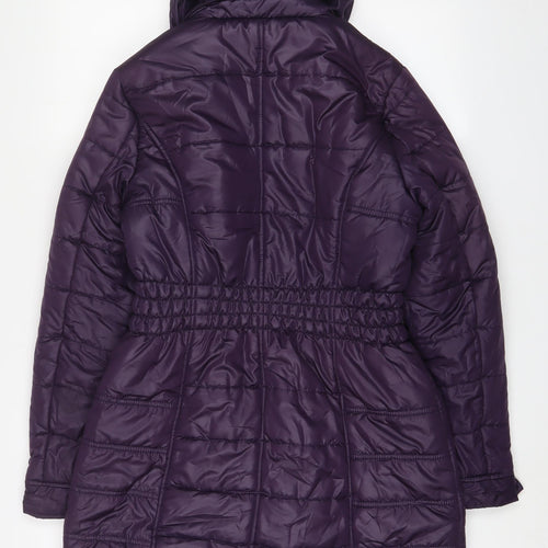 M&Co Womens Purple Quilted Coat Size 10 Zip