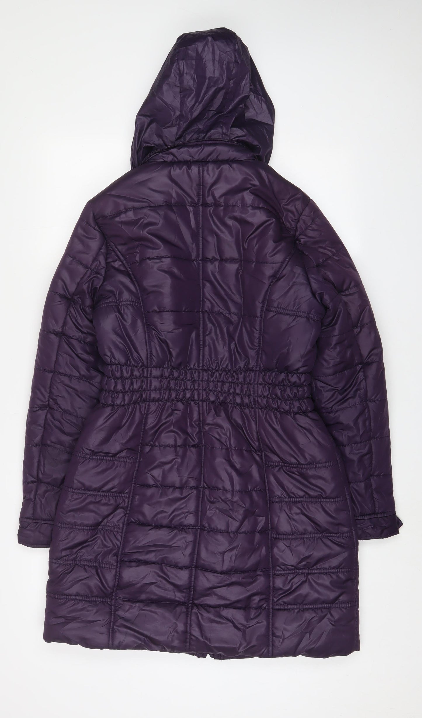 M&Co Womens Purple Quilted Coat Size 10 Zip