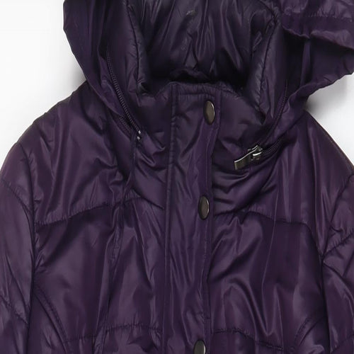 M&Co Womens Purple Quilted Coat Size 10 Zip