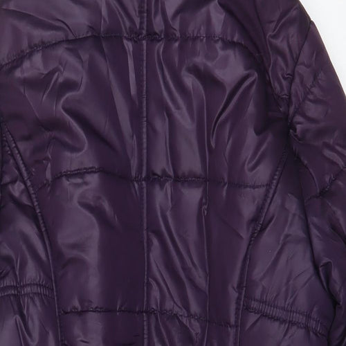 M&Co Womens Purple Quilted Coat Size 10 Zip